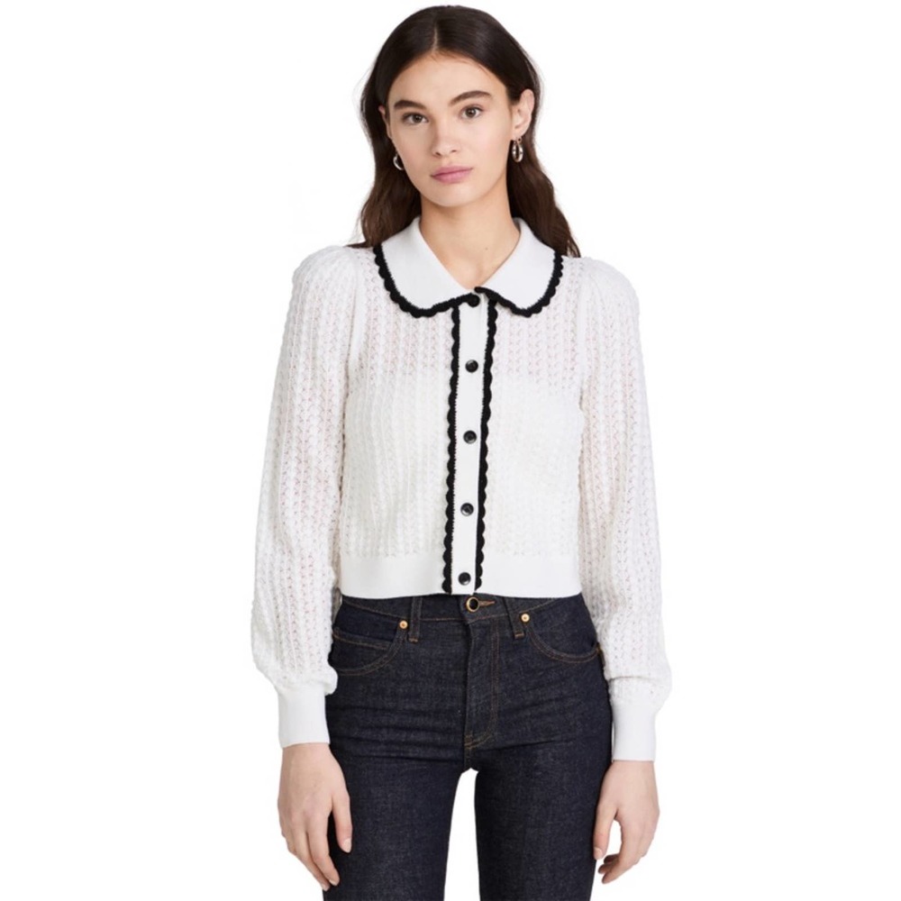 Alice and Olivia Goldie crochet cardigan sweater size small